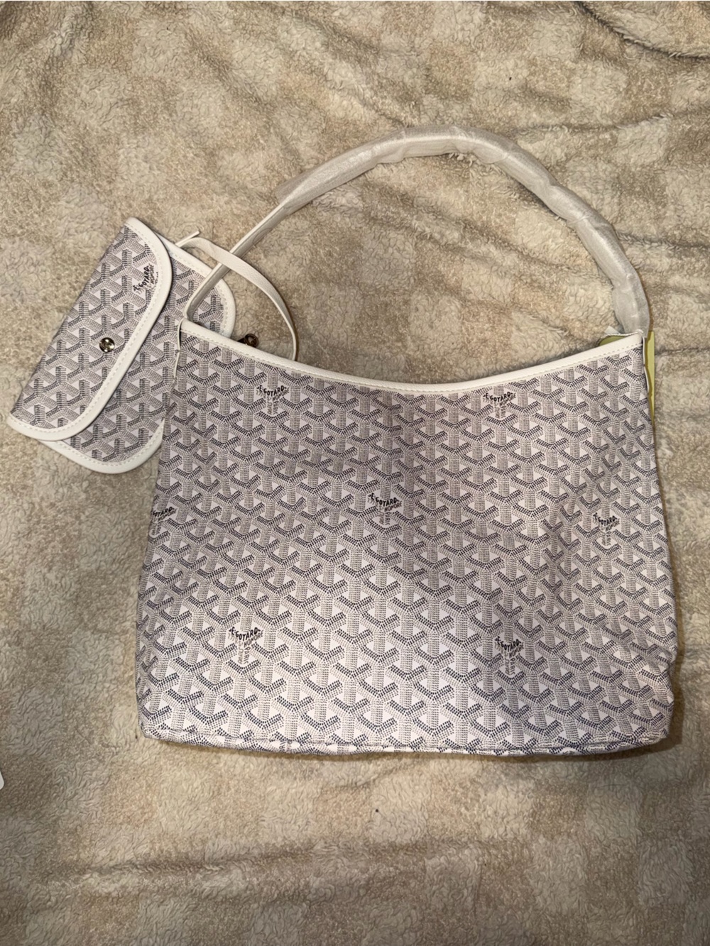 White Goyard Hobo Bag with Zipper